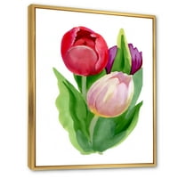PROIZVODNJA Prekrasan tulip cvijeće crvena i ružičasta tradicionalna uokvirena platna zidna umjetnička