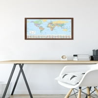 Zidni poster svjetski karte, 14.725 22.375 Uramljeno
