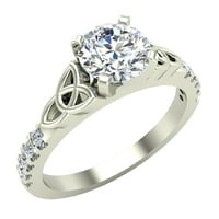 0. CT TW Art Deco Trinity čvor Solitaire Vjenčani prsten 14k bijelo zlato
