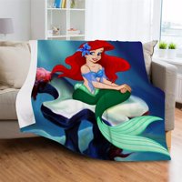 Ariel Princess Flannel bacaje deke Moderni pokrivač super mekani za krevet na razvlačenje, 51x 130x