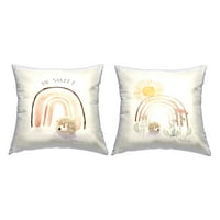 Stupell Industries Be Sweet Hedgehog priroda Rainbows Square dekorativni štampani jastuk za bacanje, 18,
