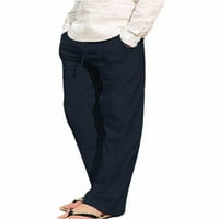 Pfysire muške pantalone sa elastičnim strukom pamučne pantalone na plaži Casual Lounge pantalone tamnoplave