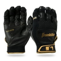 Franklin Sports Youth MLB Shook-Sorb Rukavice za udaranje, Mladi Veliki, Par, Crno zlato