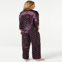 Joyspun ženski satenski pidžama Set za spavanje, 2 komada, veličine s do 3X