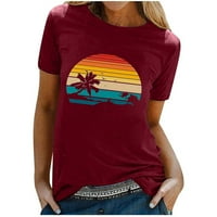 Majice na plaži za žene Havajski grafički tees Sunshine ljetni odmor Vintage Thirt Tops Ljetni vrhovi