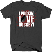 Puckin 'Love Hockey Puck Sports Profanity Fan majica Srednja tamno siva