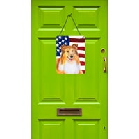 Carolines blaga BB9720DS Sheltie Patriotic zid ili viseći otiske vrata, 12x16, višebojni