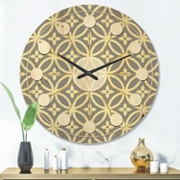 Designart 'Ornamental Retro Pattern II' Mid-Century Modern Wood Wall Clock