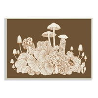 Stupell Industries klaster gljiva skica Brown Boho Forest Forage crtež Print Neuramljena Umjetnost Print