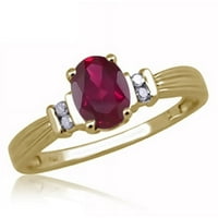 JewelersClub Ruby Prsten Birthstone Nakit-0. Karat Ruby 14k pozlaćeni srebrni prsten nakit sa bijelim