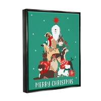 Sretan božićn veseli pokloni za pse za odmor grafički art jet crni framed art print zidne umjetnosti