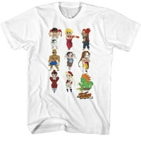 Street Fighter Chibi Likovi Složen Bijele T-Shirt
