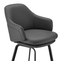 BRIGDEN GREY FAU kožna i crna metalna okretna stolica od 26