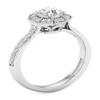 3 4CT TDW Diamond 14K bijeli zlatni cvijet halo zaručnički prsten
