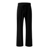 Owordtank Womens Casual Longe Solid Color Hlače za vuču elastične elastike sa džepovima pantalone