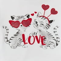 Djevojke za Dan zaljubljenih vole mačke grafičke majice, veličine 4-18