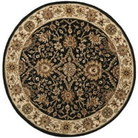 Antikviteta Beaumont Tradicionalna prostirka vunene vune, Crna Slonovača, 6 '6' kruga