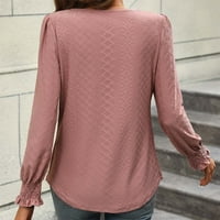 Ženska plus veličina Pleased bluza Square Crck Mash rukava Majica Solid Coloras Loop Fit Top Buisness