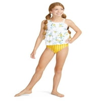 Justice Girls cvjetni Print i prugasti Tankini kupaći kostim s volanima, veličine 5-18