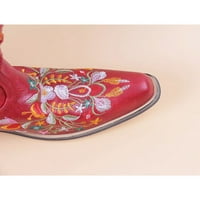 Lacyhop Žene Kratke Čizme Vezeni Cvjetni Gležanj Čizme Okrugli Prst Čizme Igranje Cool Zimske Cipele Zgodan
