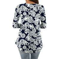 Yyeselk asimetrični bluze za žene za žene za slobodno vrijeme Crochet Ekipe Crew Crt Dugi rukavi Tunički