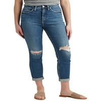 Silver Jeans Co. Ženske traperice za tanke noge s visokim usponom za dečke iz 90-ih, veličine struka 24-36