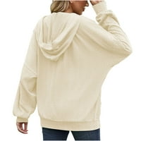 Ecqkame Oversized Zip Up Hoodie za žene Clearance ženski džepni Dugi rukav labavi džemper sa kapuljačom