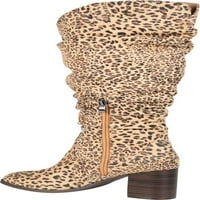 Ženska kolekcija Journee Aneil Wide Calf Knee High Slouch Boot Leopard Fau Suede 6. M