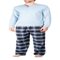 Muška pidžama set flanela pidžame za muškarce PJ set sa plaičnim padžamama i dugim rukavima Henley majica