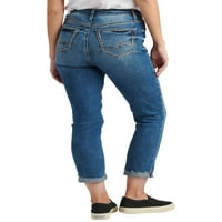 Silver Jeans Co. Ženska djevojka tanke farmerke za noge srednjeg rasta, veličine struka 24-36