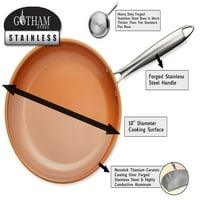 Gotham Steel 10 Premium ne-štapići bakar prlja, tri-slojni nehrđajući čelik