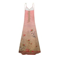 Dyegold sarafani za žene Ležerna plaža - Maxi haljina za zabave za žene s V-izrezom bez špageta remena
