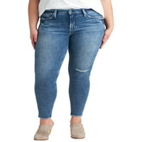 Srebrna Jeans Co. Plus Veličina Najtraženiji Mid Skine Skinny Traperice Veličine 12-24