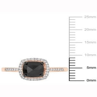 Carat T.W. Crno-bijeli dijamant 14kt ružičasti zlatni halo zaručnički prsten