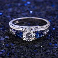 Plavi dijamantni prsten u obliku srca Ženski plavi dijamantni dijamantni prsten modni nakit