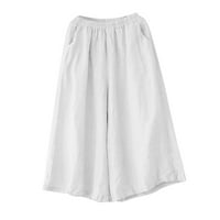 Pantalone za žene Ležerne prilike ljetni elastični džepovi za pantne pantske struke obrezane pantalone