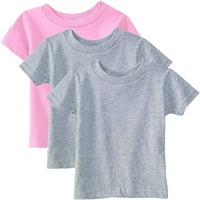 Marka G Wireel Baby and Toddler Majice kratkih rukava pamuk dres za vrat, ružičasti Heather Heather