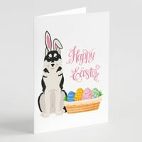 Crni sibirski Husky Easter čestitke i koverte