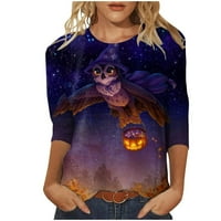 Halloween Tops for Women Sleeve Crewneck T-Shirts Dressy Casual Holiday Summer Spring Cute Funny Halloween