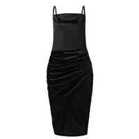 Ženske haljine Halter dužina gležnja Casual plašt štampana letnja haljina bez rukava crna 2XL