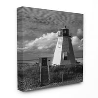 Stupell Industries okeanski Svjetionik crno-bijela fotografija platnena zidna Umjetnost namjerno Wick