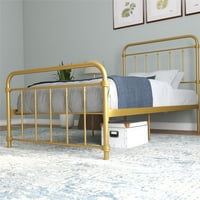 Wallace Metal Platform Okvir za krevet sa uzglavljem, Twin, Zlato