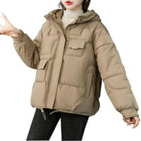 Ženska svijetla Puffer donja jakna sa džepovima na kapuljačama sa zatvaračem Bomber jakne za žene zimske