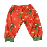 Gureui Božićne noćne odjeće, slatki crtani dinosaur Print uzorak okrugli vrat dugih rukava + duge pantalone