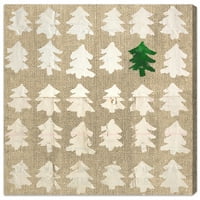 Wynwood Studio Holiday and season Wall Art Canvas Prints 'Blanc Trees' Holidays-Brown, Green