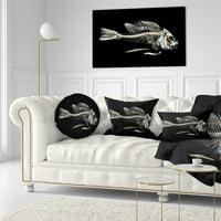 Kostur kostura Designart ribe na Crnom - jastuk za bacanje životinja-12x20