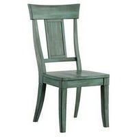 Weston Home Seoska kuća Drvena stolica sa pločom na leđima, set od 2, antičke kadulje zelene boje