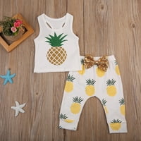 Prsluk s printom ananasa za djevojčice + elastični struk pantalone s printom ananasa
