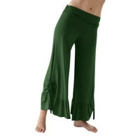 Ketyyh-CHN radne pantalone za žene visoke struk široke pantalone za noge za žene zelene, l