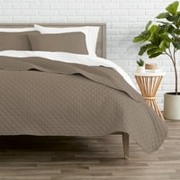 Bare Home Coverlet Set, Full Queen, Taupe, Piece